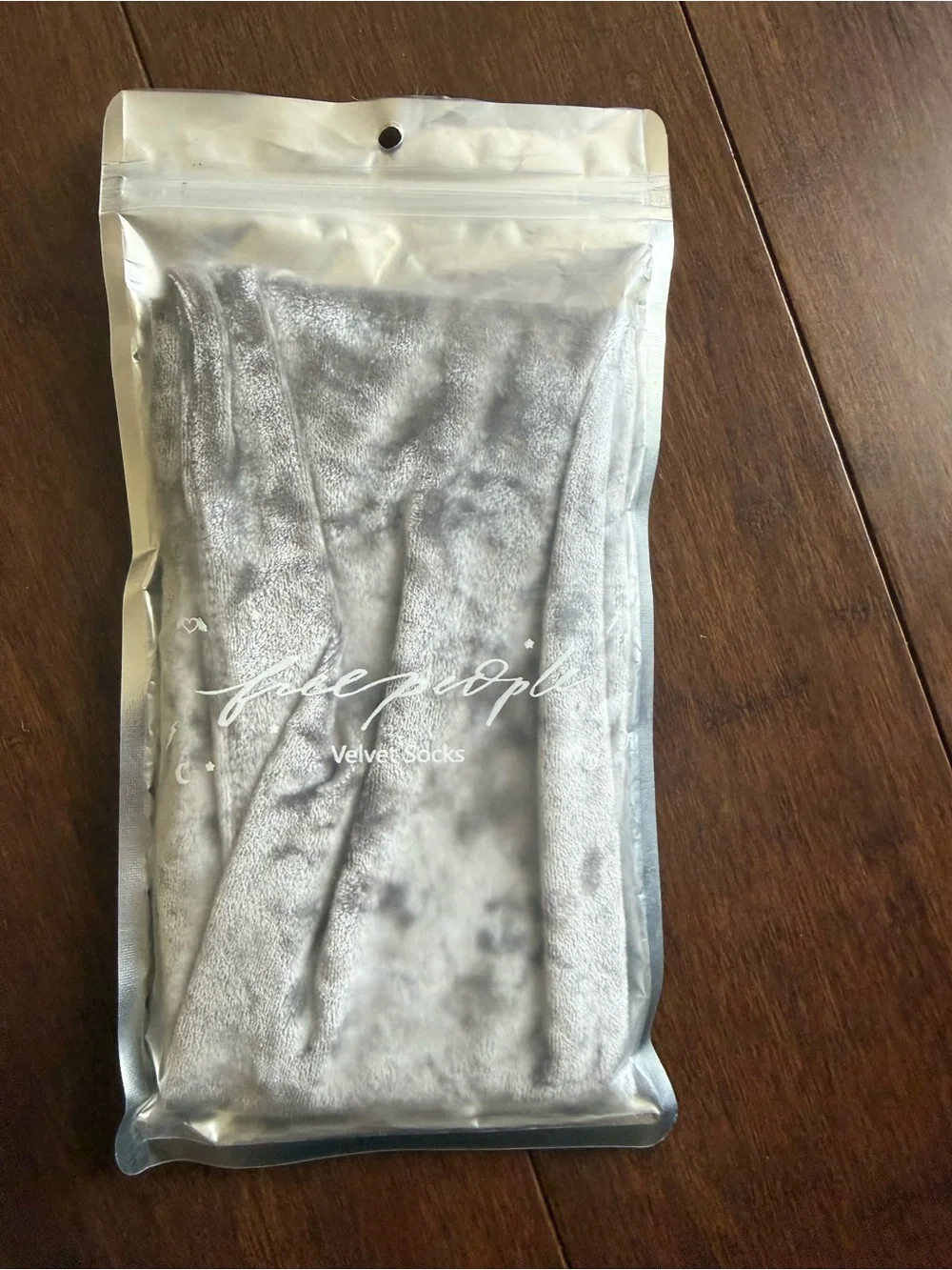 Free People Silver Crushed Velvet Crew Socks